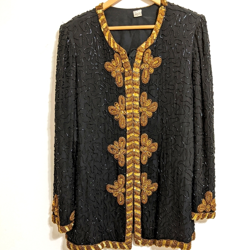 Vtg Silk Beaded Dress Jacket